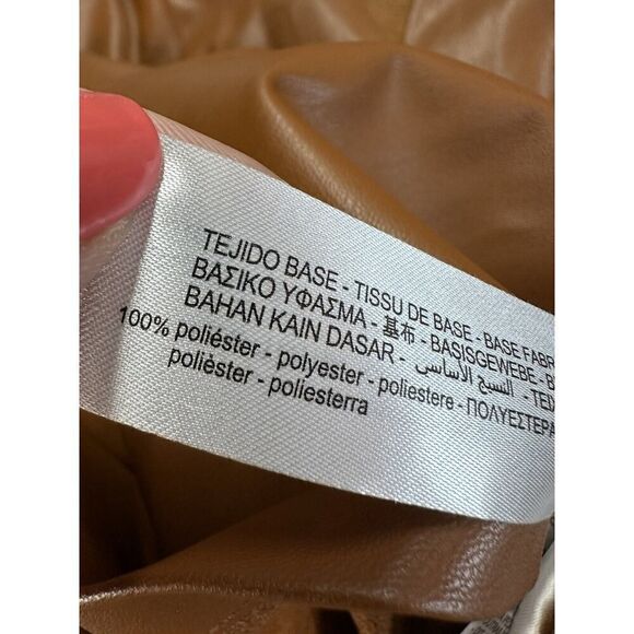 NWOT ZARA FAUX LEATHER SHIRT DRESS MIDI BROWN MEDIUM - Picture 12 of 13